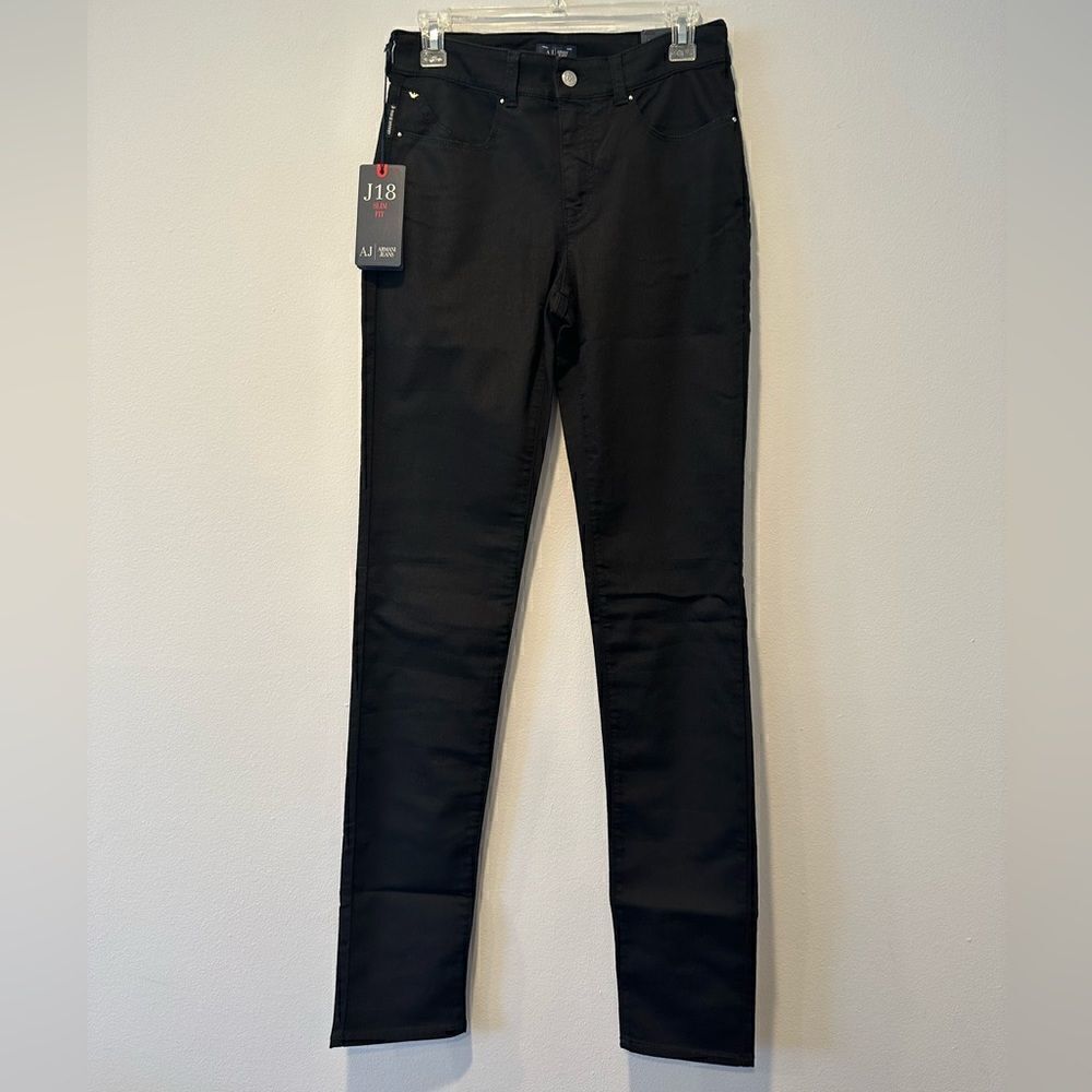 ARMANI JEANS J18 slim fit high waist lightweight jeans size 28 & 29 black color